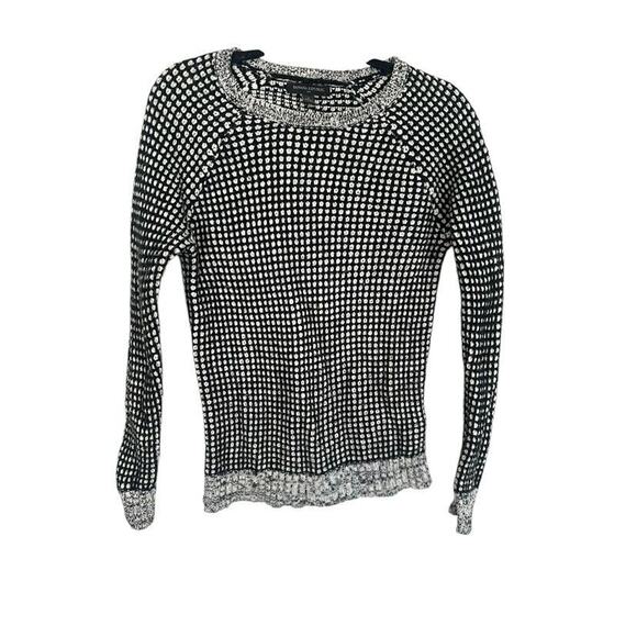Banana Republic Sweaters - Banana Republic Sweater Womens Small Black White Knit Stretch Wool Blend Check